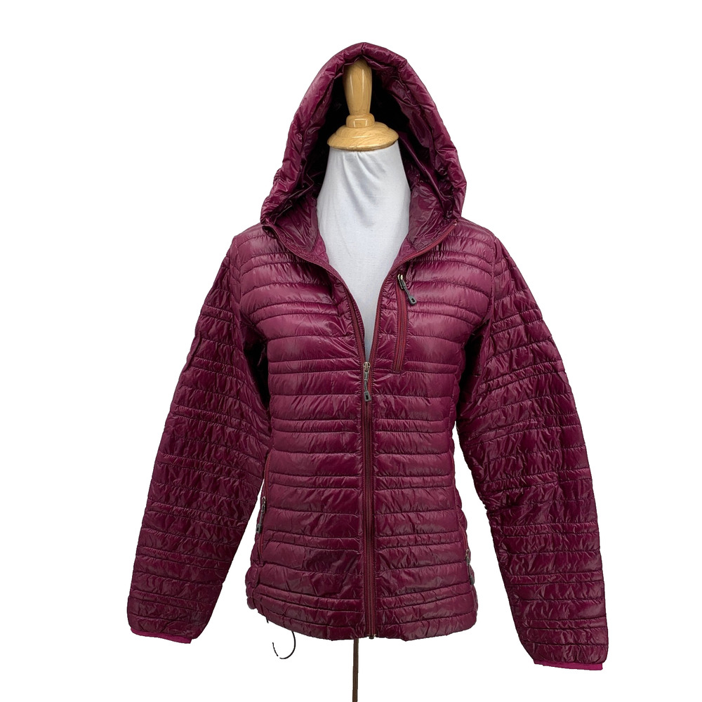 Patagonia Jacket Women S Small Bordeaux Ultralight Down Hoody Zip Up Lightweight